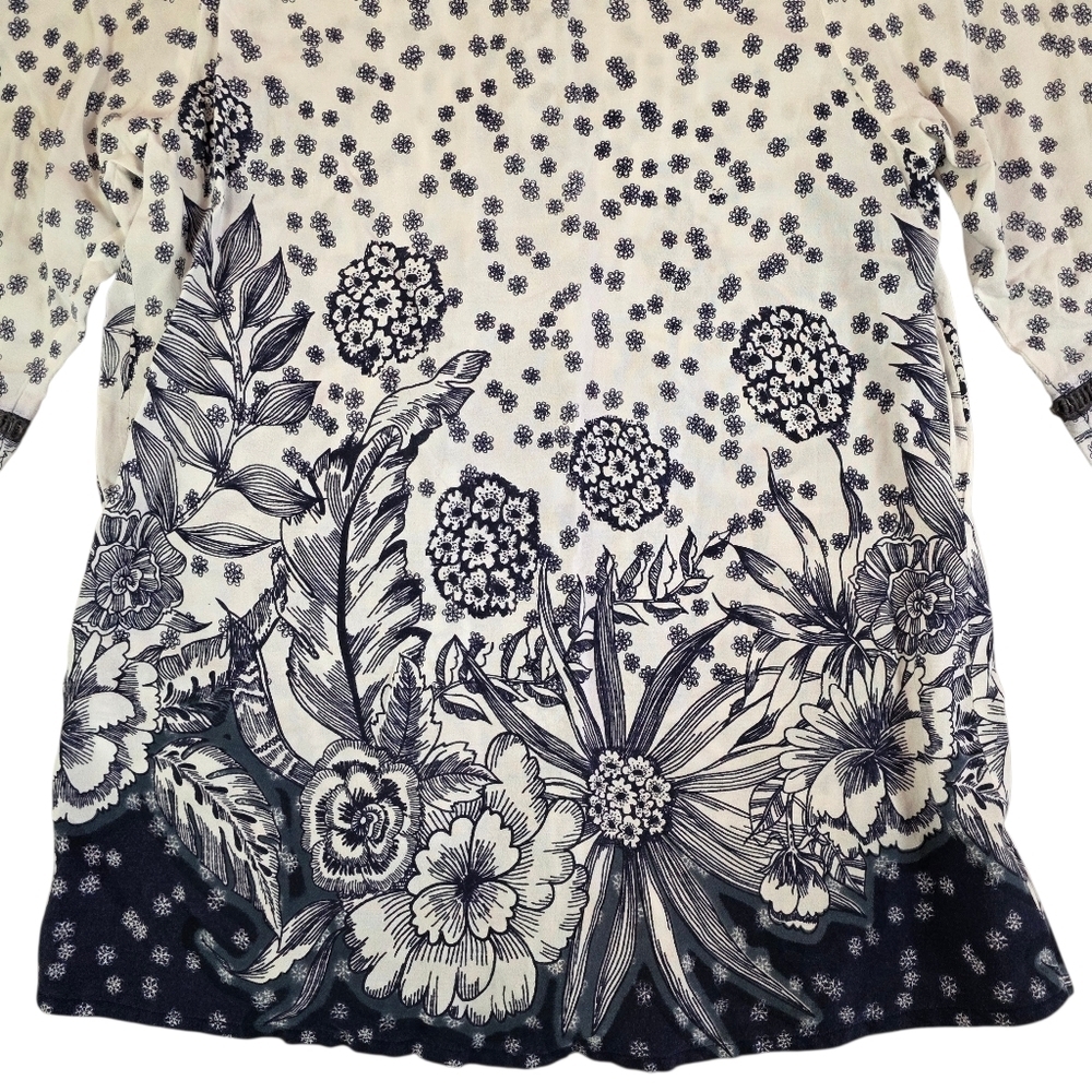 Orientique Australian Floral Rayon Tunic Blouse Size M Boho Cottagecore Resort - Picture 6 of 9